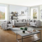 Bayberry Gray Velvet Sofa with 3 Pillows