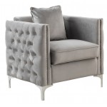 Bayberry Gray Velvet Chair with 1 Pillow