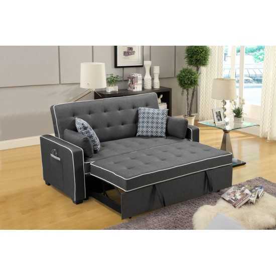 Cody Modern Gray Fabric Sleeper Sofa with 2 USB Charging Ports and 4 Accent Pillows