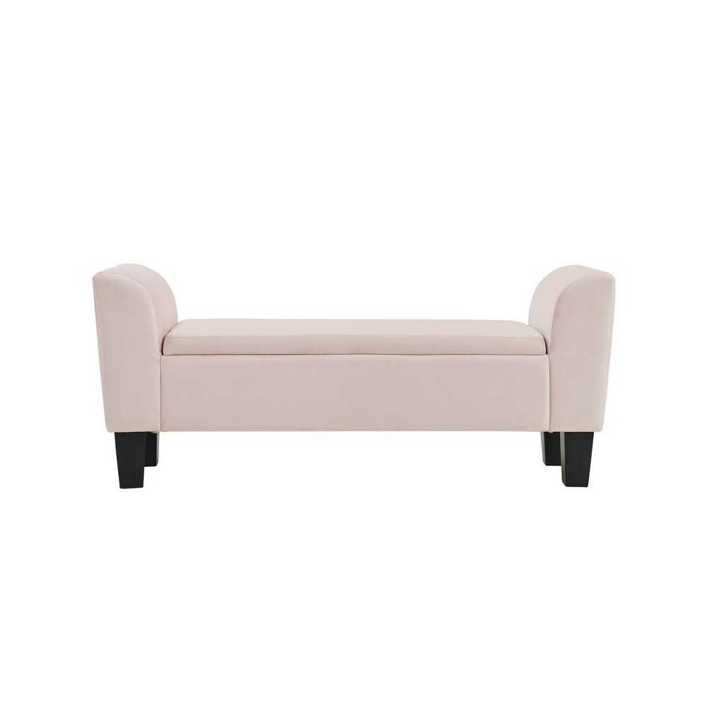 Mila Pink Velvet Ottoman Bench with Storage