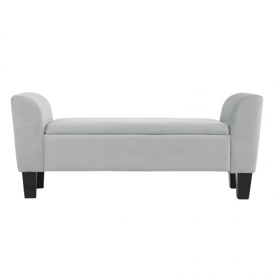 Mila Gray Velvet Ottoman Bench with Storage