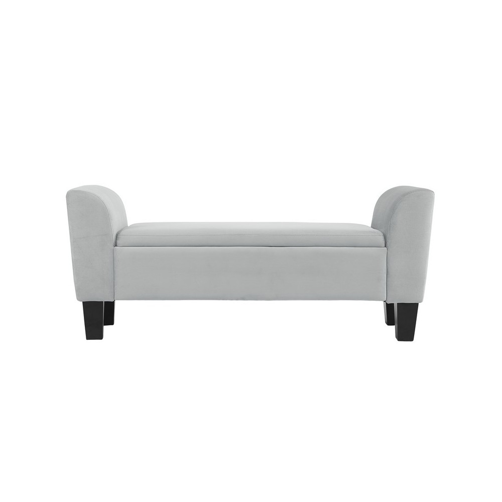 Mila Gray Velvet Ottoman Bench with Storage