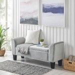 Mila Gray Velvet Ottoman Bench with Storage