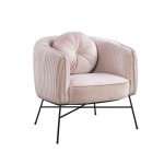 Scarlett Pink Velvet Barrel Accent Chair with Metal Base