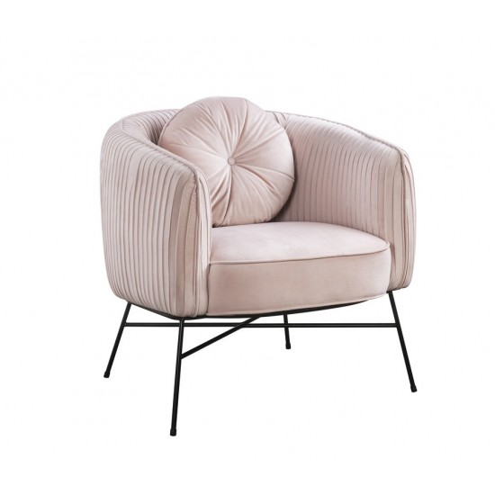 Scarlett Pink Velvet Barrel Accent Chair with Metal Base