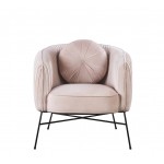 Scarlett Pink Velvet Barrel Accent Chair with Metal Base