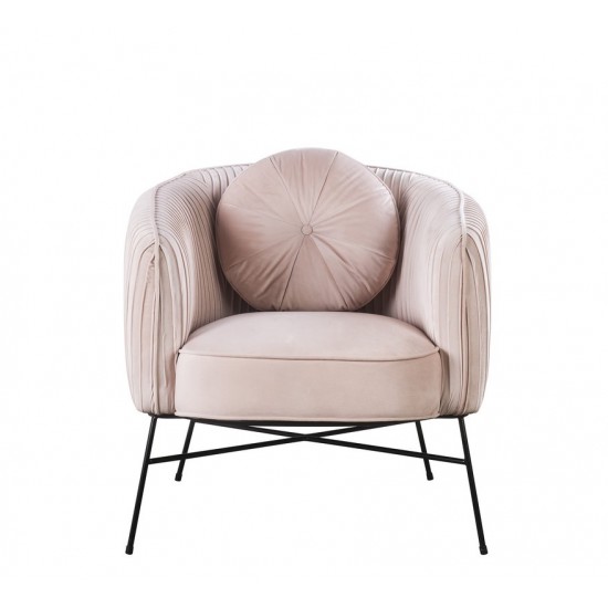 Scarlett Pink Velvet Barrel Accent Chair with Metal Base