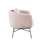 Scarlett Pink Velvet Barrel Accent Chair with Metal Base