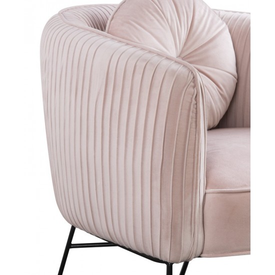 Scarlett Pink Velvet Barrel Accent Chair with Metal Base