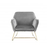 Keira Gray Velvet Accent Chair with Metal Base