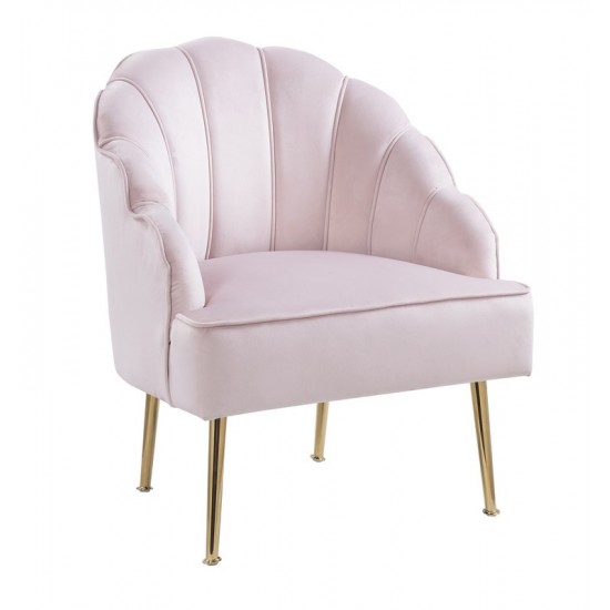 Naomi Pink Velvet Wingback Accent Chair with Metal Legs