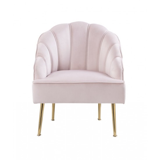 Naomi Pink Velvet Wingback Accent Chair with Metal Legs
