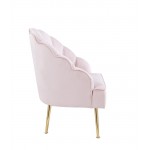 Naomi Pink Velvet Wingback Accent Chair with Metal Legs