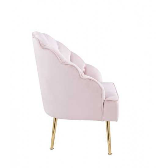 Naomi Pink Velvet Wingback Accent Chair with Metal Legs