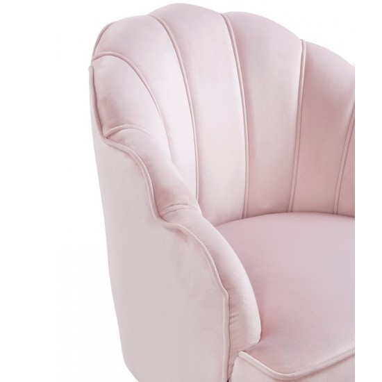 Naomi Pink Velvet Wingback Accent Chair with Metal Legs