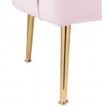 Naomi Pink Velvet Wingback Accent Chair with Metal Legs