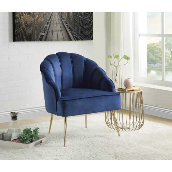 Naomi Blue Velvet Wingback Accent Chair with Metal Legs