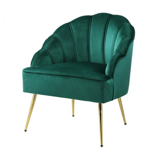 Naomi Green Velvet Wingback Accent Chair with Metal Legs