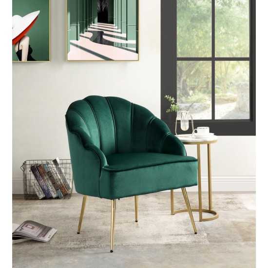 Naomi Green Velvet Wingback Accent Chair with Metal Legs