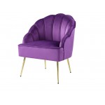 Naomi Purple Velvet Wingback Accent Chair with Metal Legs