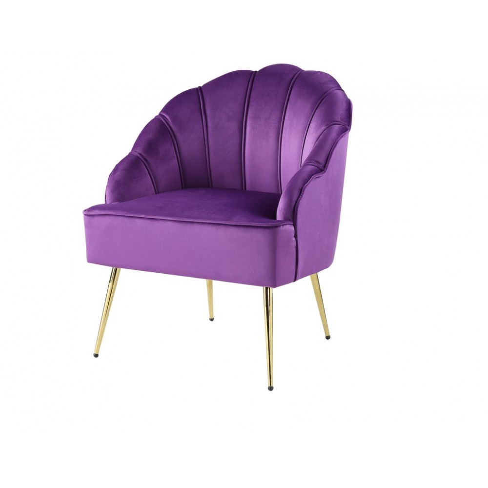 Naomi Purple Velvet Wingback Accent Chair with Metal Legs