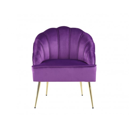 Naomi Purple Velvet Wingback Accent Chair with Metal Legs