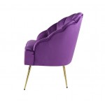 Naomi Purple Velvet Wingback Accent Chair with Metal Legs