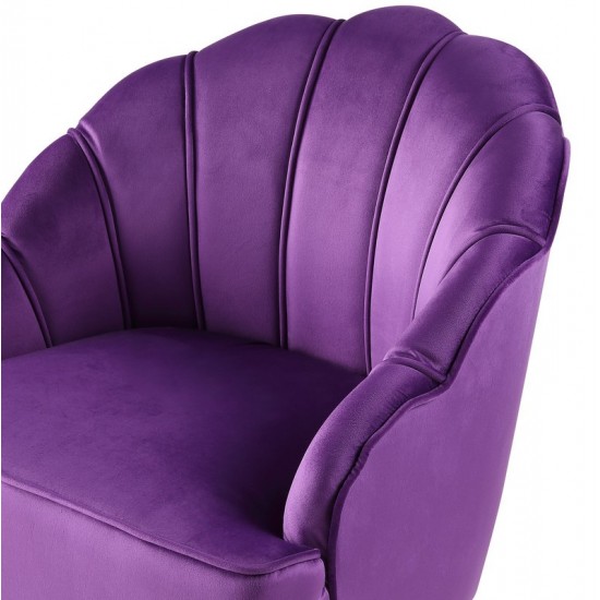 Naomi Purple Velvet Wingback Accent Chair with Metal Legs