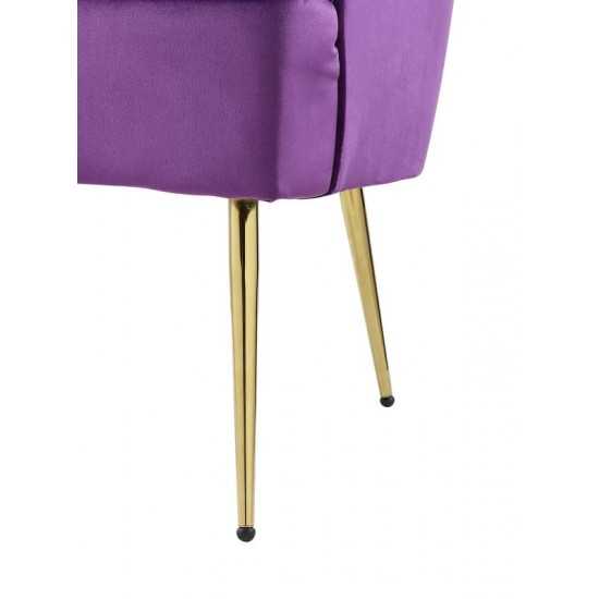 Naomi Purple Velvet Wingback Accent Chair with Metal Legs