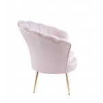 Angelina Pink Velvet Scalloped Back Barrel Accent Chair with Metal Legs