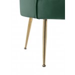 Angelina Green Velvet Scalloped Back Barrel Accent Chair with Metal Legs