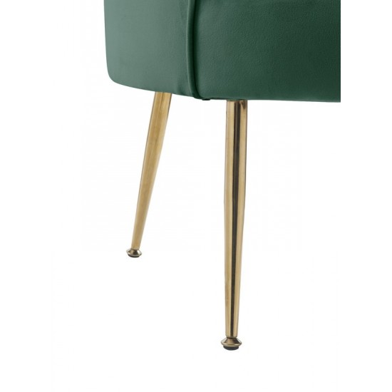 Angelina Green Velvet Scalloped Back Barrel Accent Chair with Metal Legs