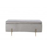 Emma Gray Velvet Storage Bench with Metal Legs