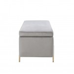 Emma Gray Velvet Storage Bench with Metal Legs