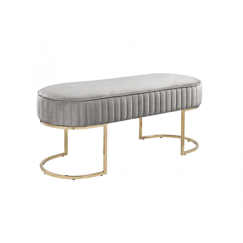 Set of 2 Julianne Gray Velvet Bench with Metal Base