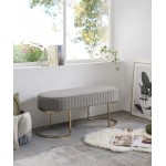 Set of 2 Julianne Gray Velvet Bench with Metal Base