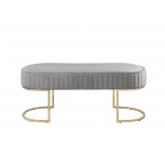 Set of 2 Julianne Gray Velvet Bench with Metal Base