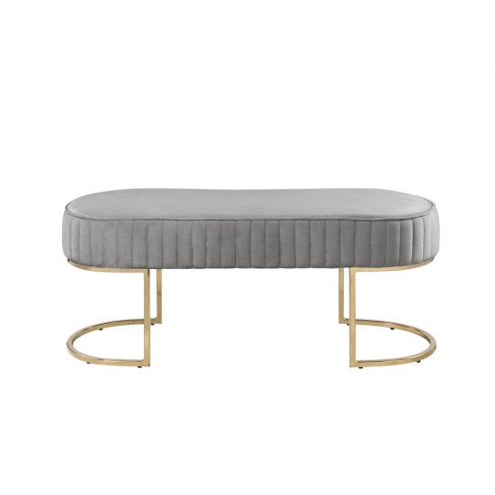 Set of 2 Julianne Gray Velvet Bench with Metal Base