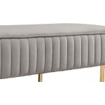 Set of 2 Julianne Gray Velvet Bench with Metal Base