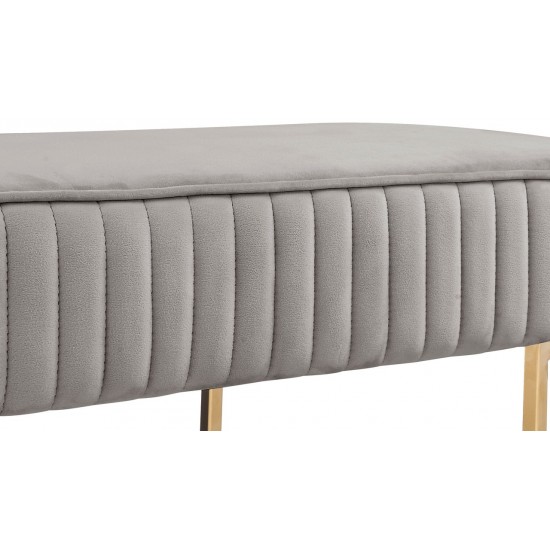 Set of 2 Julianne Gray Velvet Bench with Metal Base