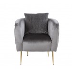 Natalie Gray Velvet Barrel Accent Chair with Metal Legs