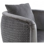 Natalie Gray Velvet Barrel Accent Chair with Metal Legs