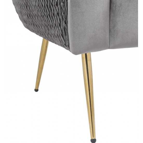 Natalie Gray Velvet Barrel Accent Chair with Metal Legs