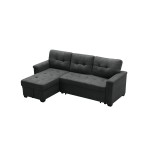 Ashlyn Dark Gray Woven Fabric Sleeper Sectional Sofa Chaise with USB Charger and Tablet Pocket