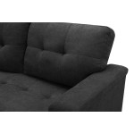 Ashlyn Dark Gray Woven Fabric Sleeper Sectional Sofa Chaise with USB Charger and Tablet Pocket