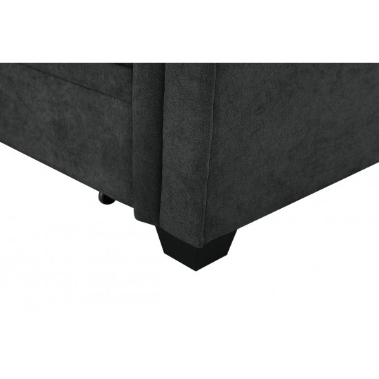 Ashlyn Dark Gray Woven Fabric Sleeper Sectional Sofa Chaise with USB Charger and Tablet Pocket