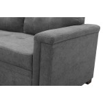Ashlyn Gray Woven Fabric Sleeper Sectional Sofa Chaise with USB Charger and Tablet Pocket