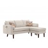 Mia Beige Sectional Sofa Chaise with USB Charger & Pillows