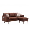 Mia Brown Sectional Sofa Chaise with USB Charger & Pillows