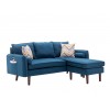 Mia Blue Sectional Sofa Chaise with USB Charger & Pillows